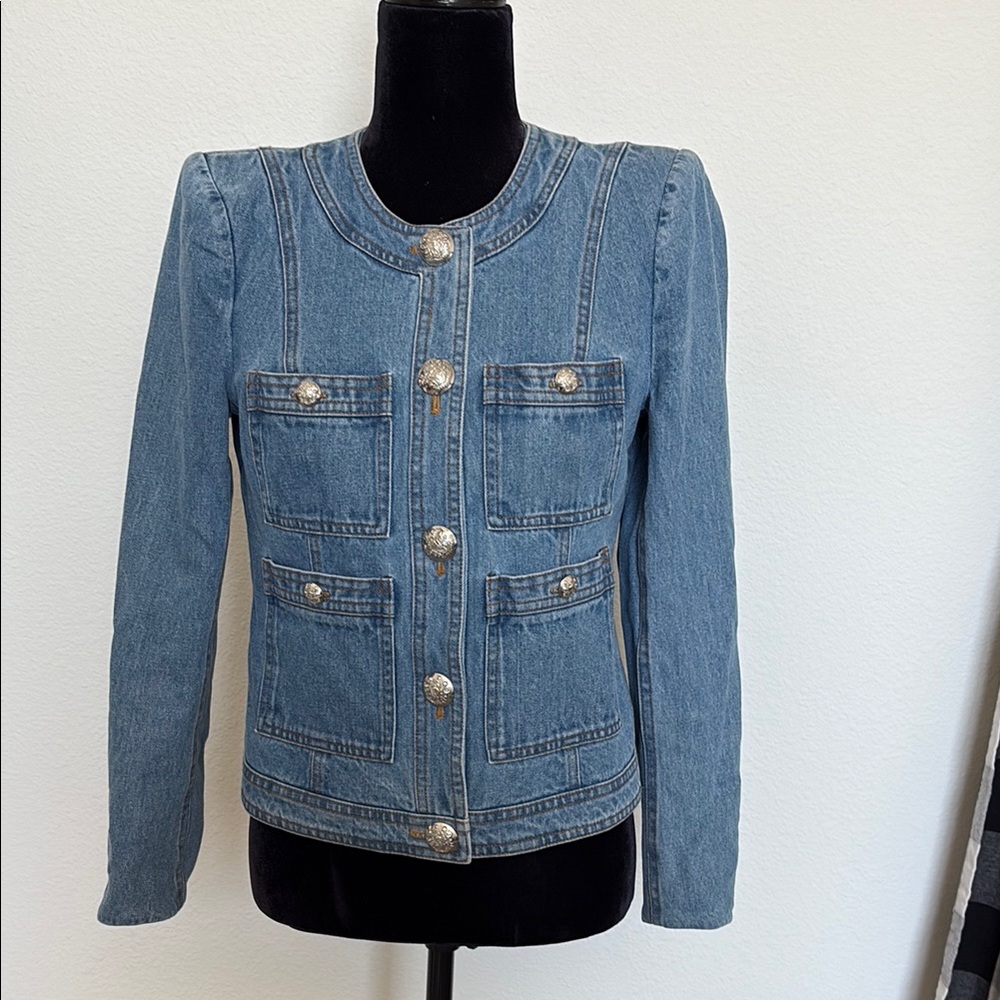 Veronica Beard Blue Jean Jacket Structured Tailored Design